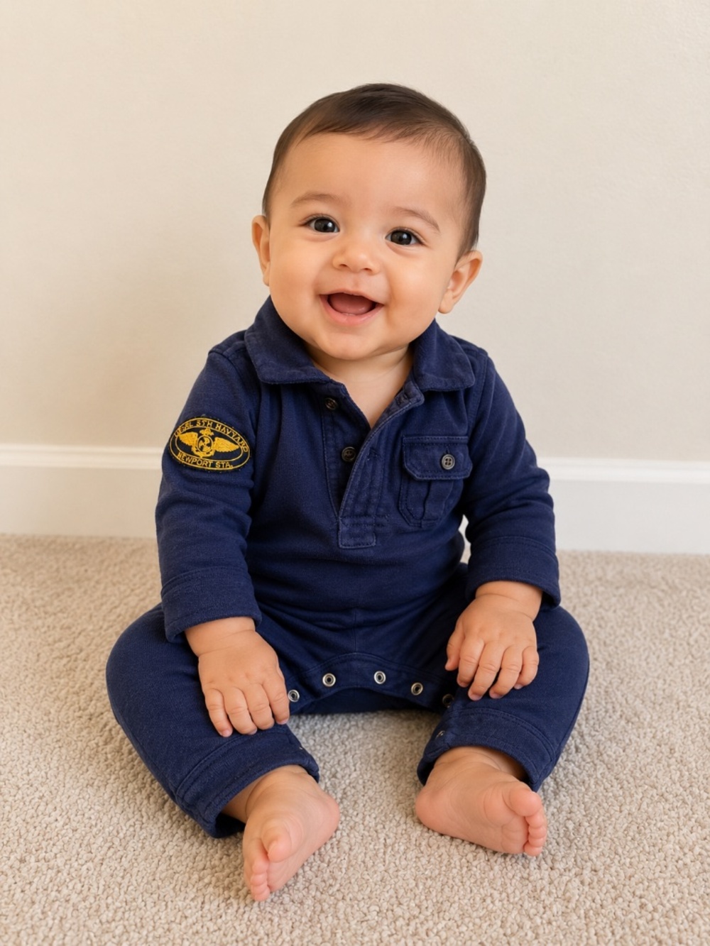 Rare Polo Ralph Lauren Baby Boy Navy Air Transport Sta Romper Coverall Jumper 9M